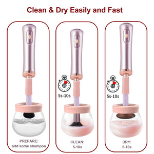 Makeup Brush Cleaner Dryer,Super-Fast Electric Brush Cleaner Machine  Automatic Brush Cleaner Spinner Makeup Brush Tools，Wash and Dry in Seconds  